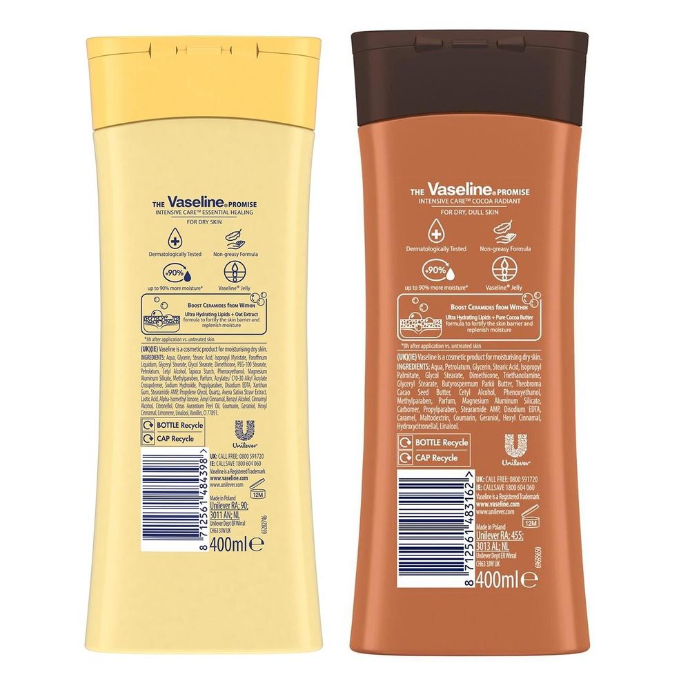Vaseline Intensive Care Essential Healing & Cocoa Radiant Lotion 400ml, 6 Pack