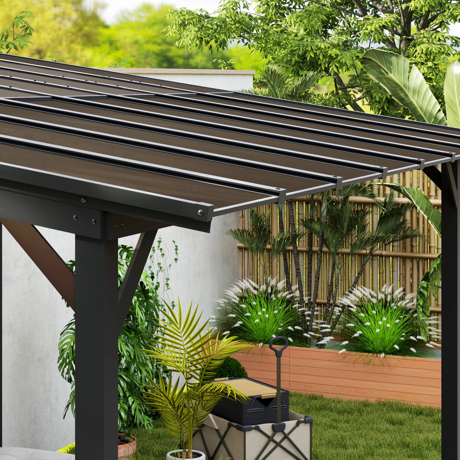 Pergola Kit Gazebo W/ Upf 50+ And Waterproof | Large | Dark Gray