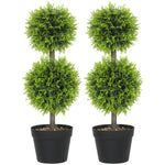 HOMCOM Set Of 2 Artificial Topiary Cypress Ball Trees With Pot And Pebbles
