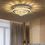 Crystal Round Led Semi Flush Mount Ceiling Light Dimmable | Warm