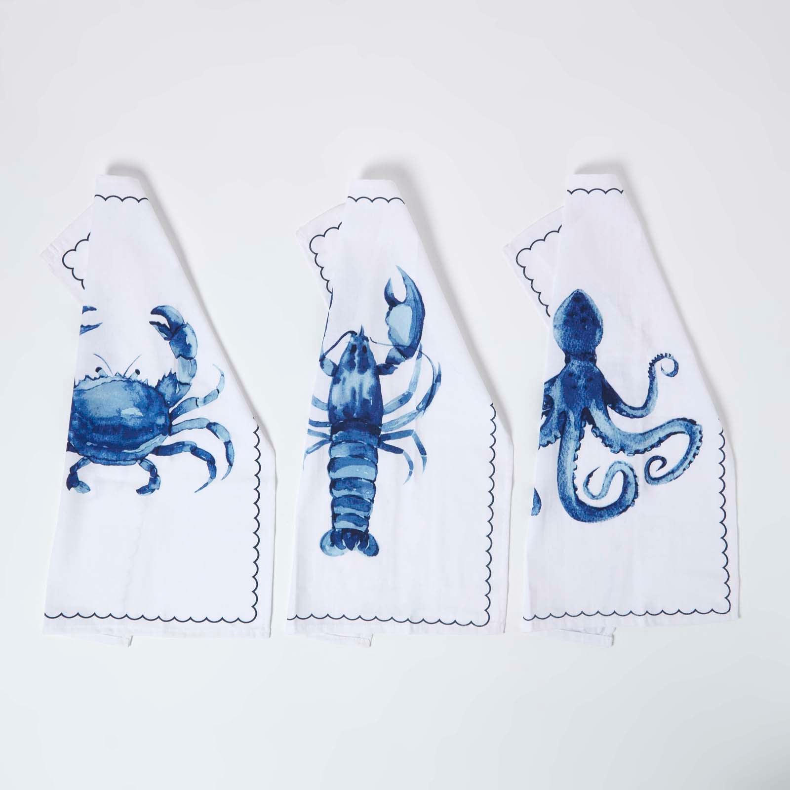 Blue Sea Animal Tea Towels Set Of Three