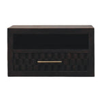 Solid Wood Arno Wall-mounted Nightstand, 1 Drawer And Open Shelf, Espresso Brown