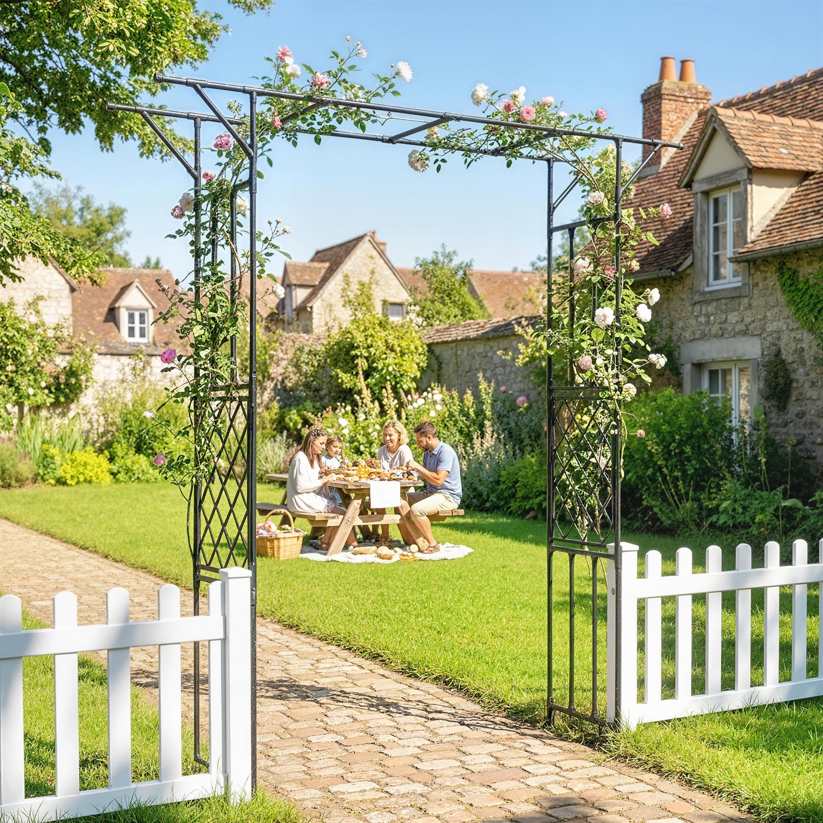 Outsunny Garden Arch, Rose Arch, 180 X 40 X 215 Cm, Black