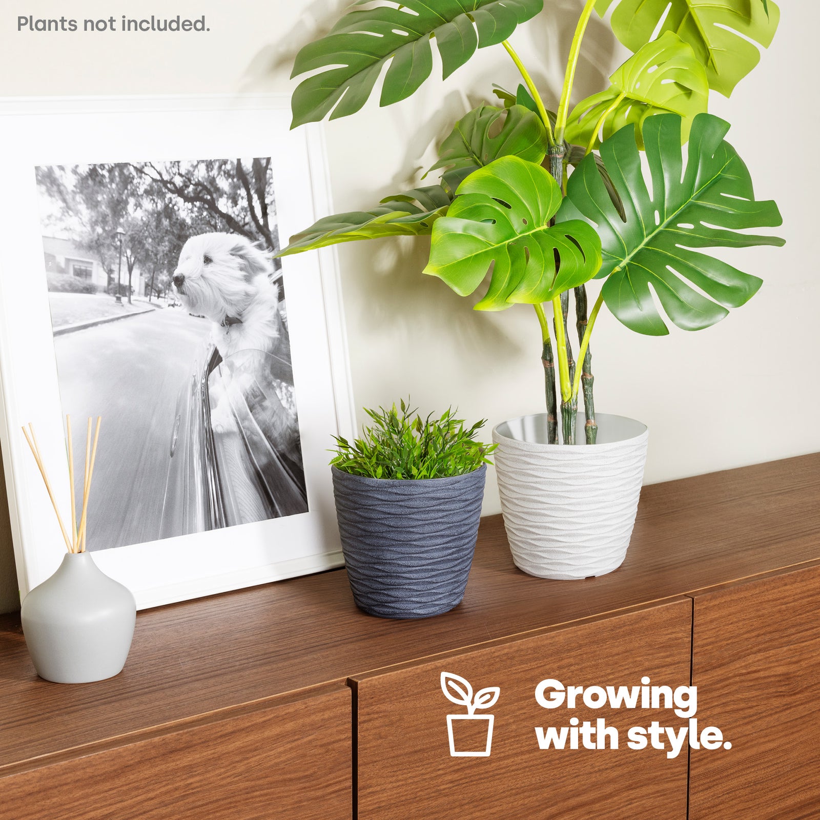 Livivo 18cm Wave Grey & White Plant Pots - Set Of 2