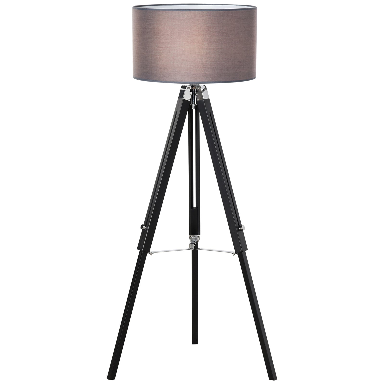 Tripod Base Floor Lamp With Wood Leg Height Adjustable