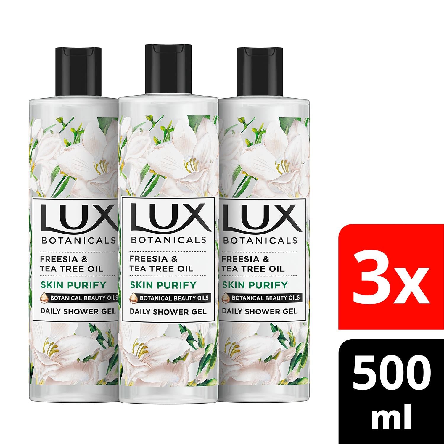 Daily Shower Gel Freesia & Tea Tree Oil Skin Purify, 3x 500ml