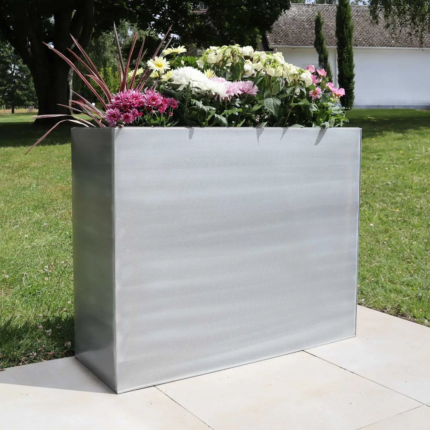 Long Zinc Galvanised Tall Trough Planter | 100cm x 35cm x 80cm | Silver