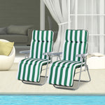 Set Of 2 Adjustable Sun Lounger Recliner Reclining Seat | Green