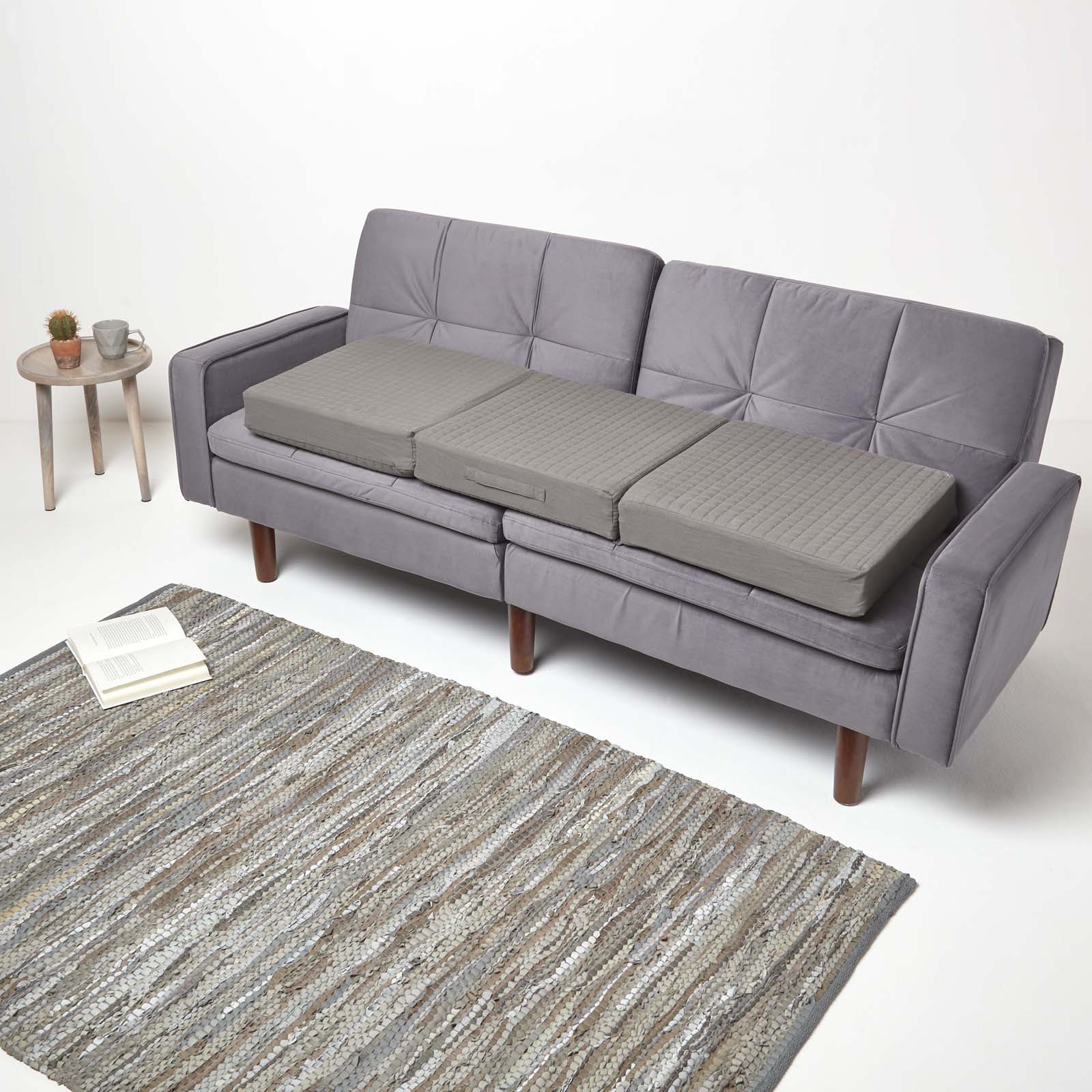 Cotton Orthopaedic Foam 3 Seater Booster Cushion | 50cm x 150cm | Charcoal Grey
