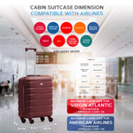 56x36x23cm Lightweight 4 Wheel Carry-on Cabin Suitcase 30+ Airline Approved - Overhead Luggage | 56 x 36 x 23cm | Burgundy