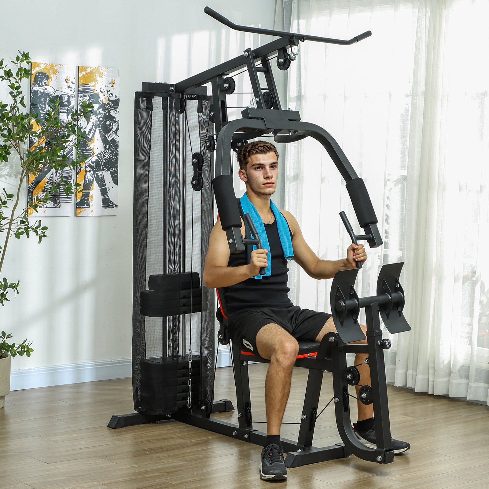 Compact Multi Gym With 45kg Weight Stack | Black
