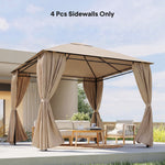 3 X 3 M Gazebo Replacement Curtains Privacy Panel Set, 4 Panels | Khaki