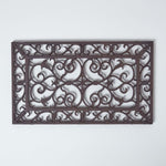 HOMESCAPES Cast Iron Door Mat Brown Rectangular Parisian Design