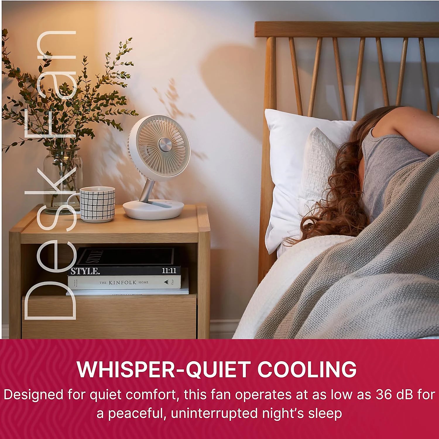 Rechargeable Desk Fan, Cordless Portable Quiet Fan, USB-C