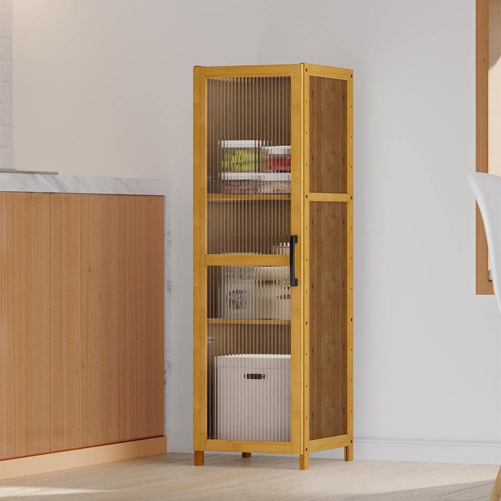 3-tier Narrow Bookcase Storage Cabinet With Acrylic 30cm W Door