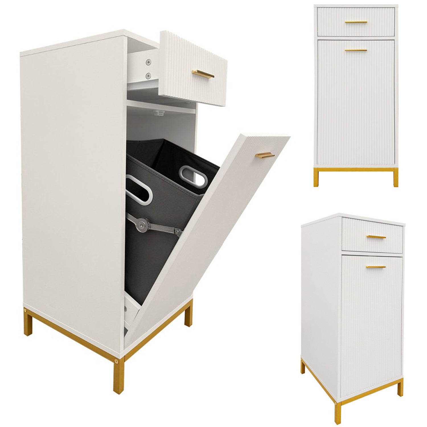 HYGRAD BUILT TO SURVIVE Laundry Cabinet Tilt-out Hamper Basket – Freestanding Bathroom Storage Unit