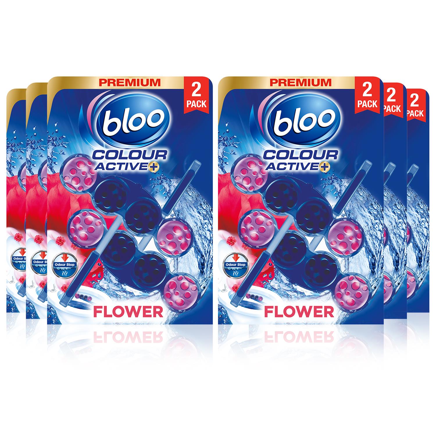 Toilet Rim Blocks Colour Active+ Flower With Odour Stop Technology, 6 Pack