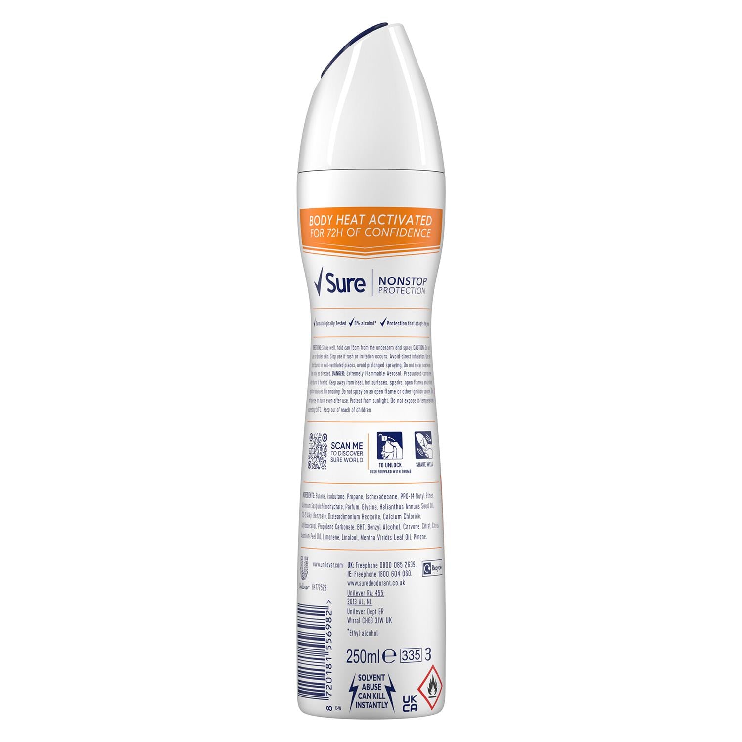 Women Energise Deodorant Spray With 72h Nonstop Protection 250ml, 3 Pack
