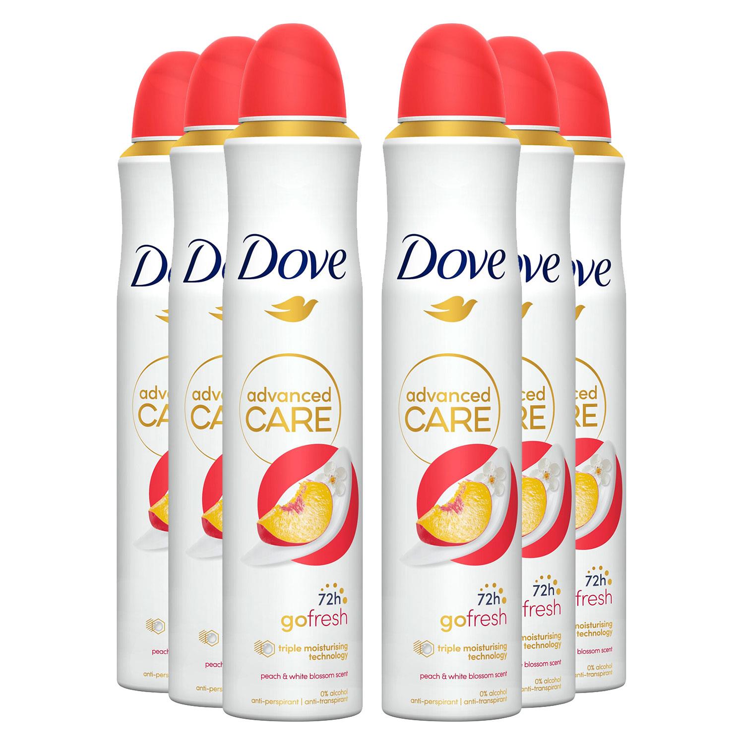 Advanced Care Go Fresh Antiperspirant Spray Peach & White Blossom, 6x200ml