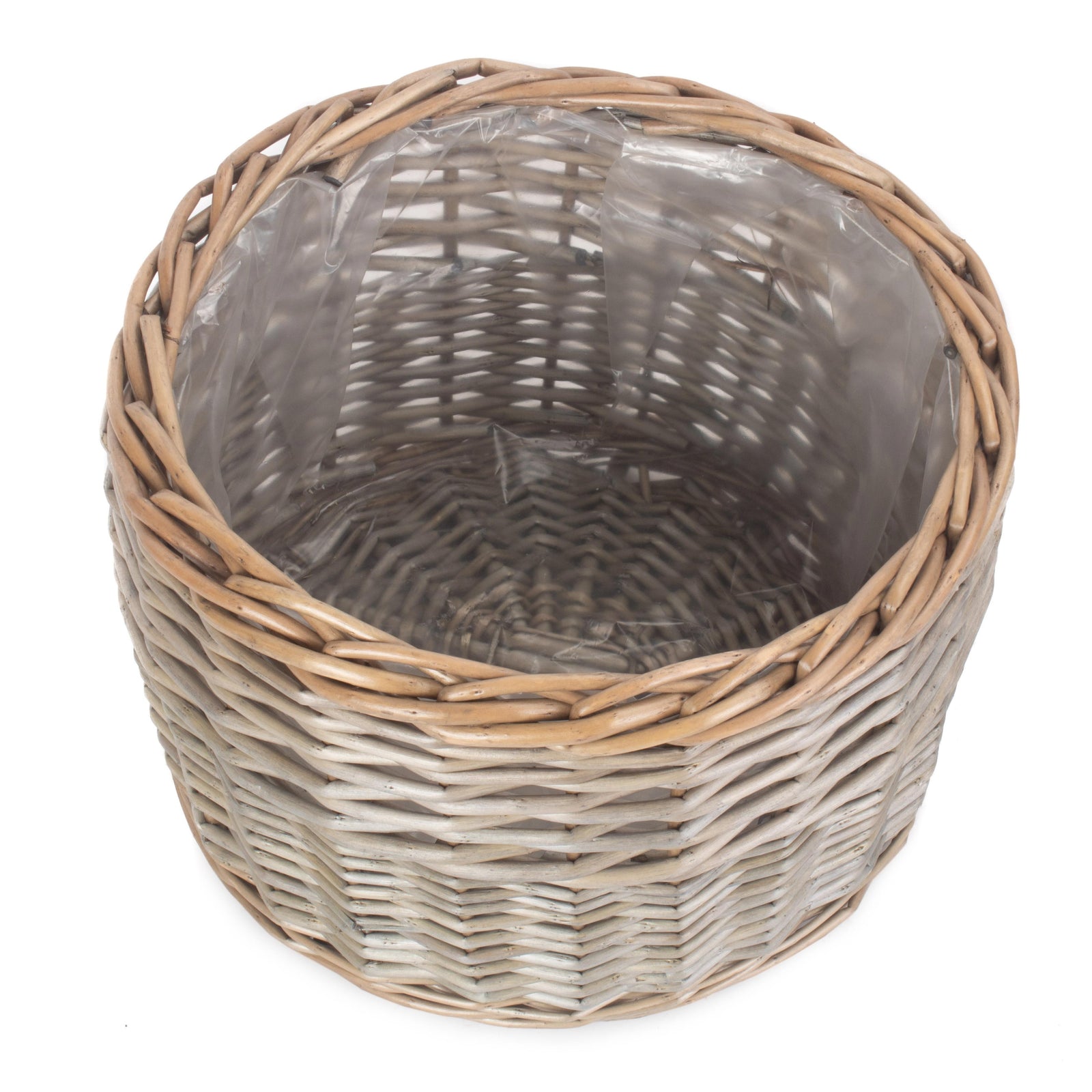 Wicker Round Antique Wash Planter | Large