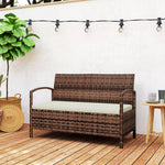 Rattan Garden Bench W/ 125l Storage, Cushioned Outdoor Bench | Brown