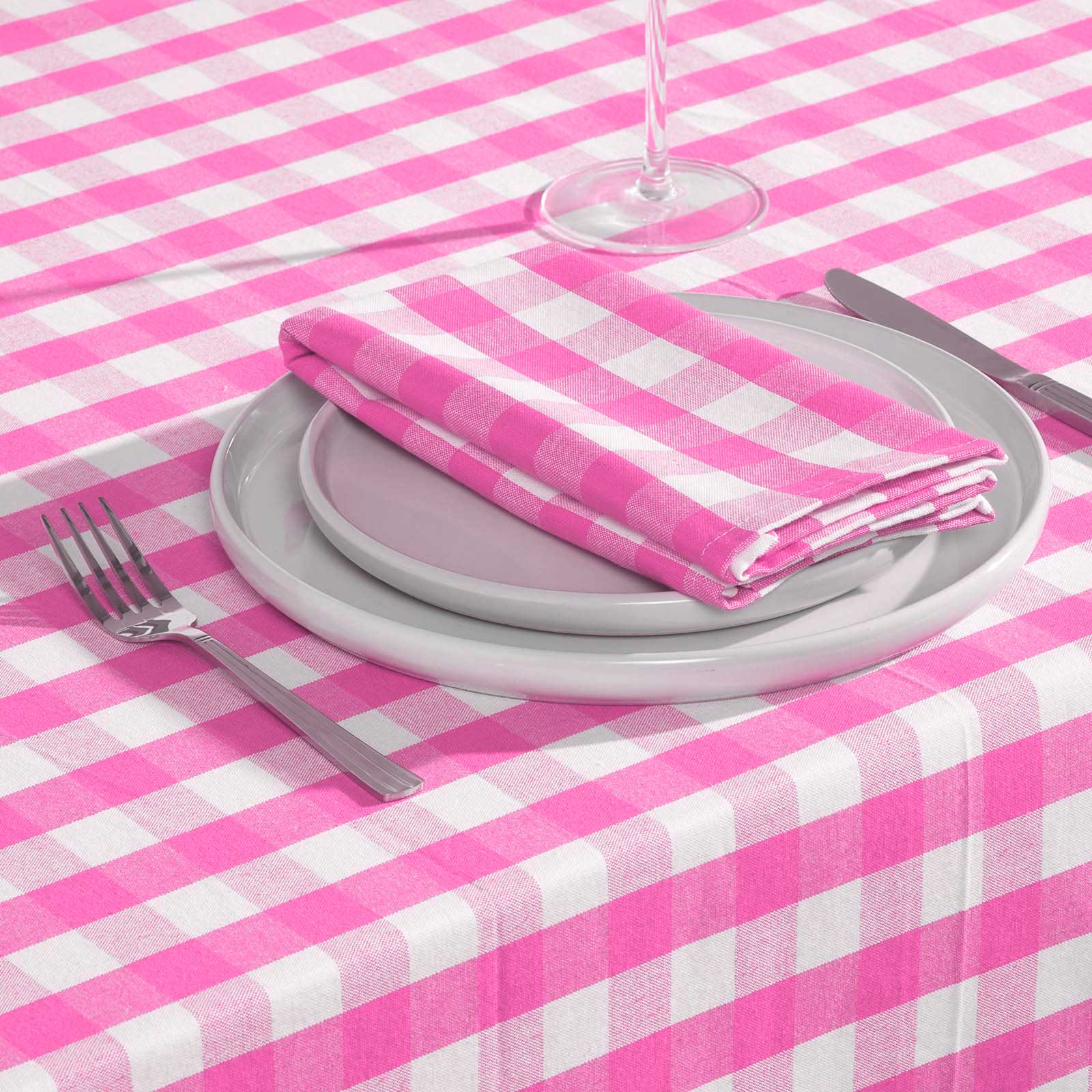 Block Check Cotton Gingham Napkins, Set Of 4 | 45cm x 45cm | Pink