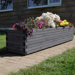 Pine Wooden Trough Planter With Feet | 140cm x 42cm x 38cm | Gray
