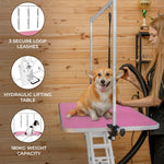 White Hydraulic Grooming Table | Pink