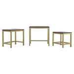 Solid Mango Wood Chunky Gold Stool Set Of 3