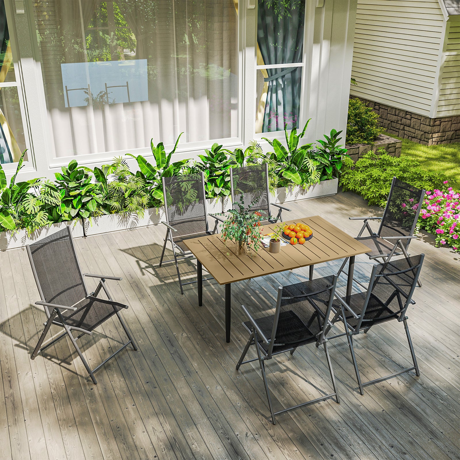Brown Outdoor Dining Table For 6