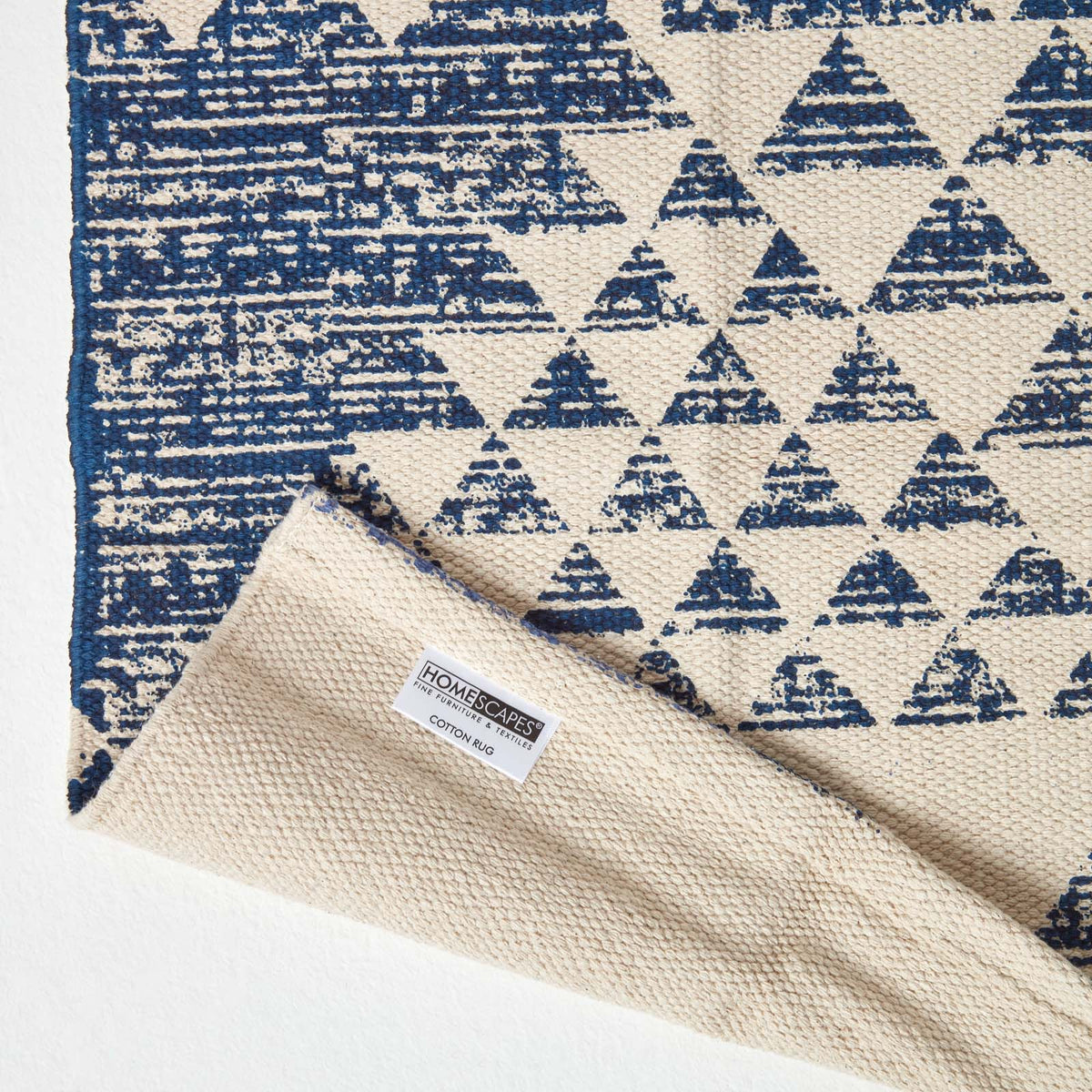 Delphi Geometric Style 100% Cotton Printed Rug | 120cm x 180cm | Grey & White