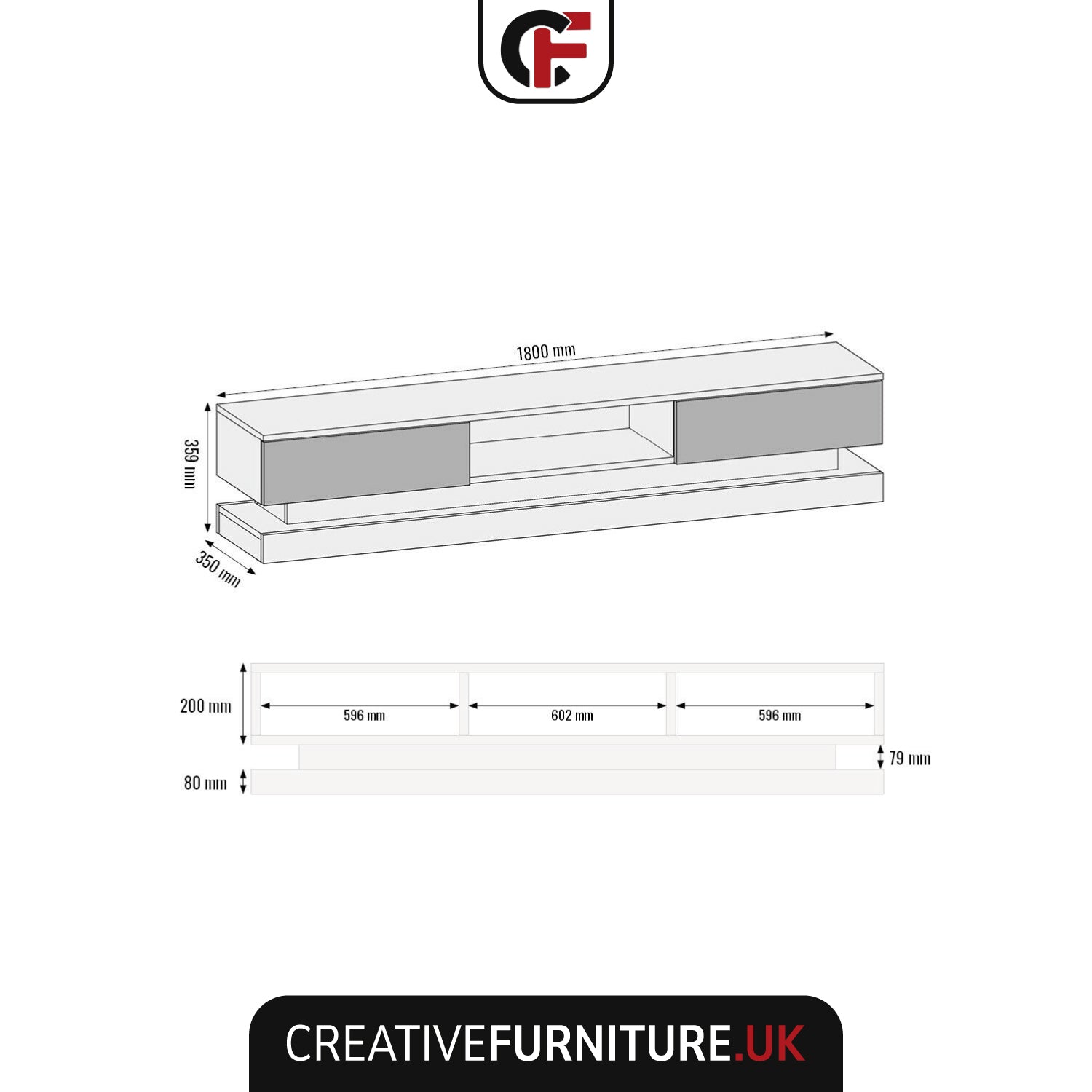 Bloom Tv Unit 180cm With Led Lights | White