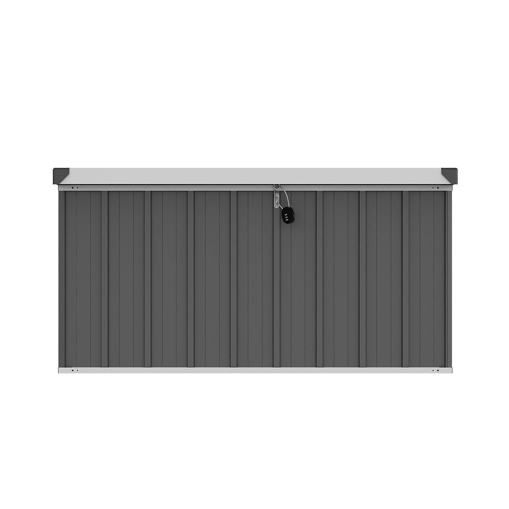 250l Outdoor Storage Box With Metal Frame – Weatherproof Garden & Patio Storage For Tools, Cushions, With Combination Lock | Grey