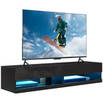 High Gloss Tv Stand Wall Mounted With Led | Black