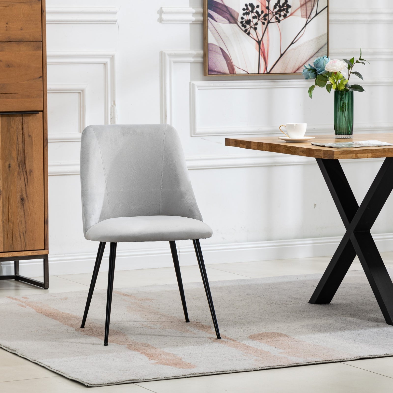 Set Of 2 Morandi Velvet Dining Chairs | Silver