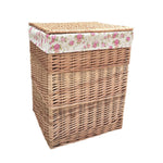 Garden Rose Cotton Lined Light Steamed Square Laundry Baskets | Large | Pink