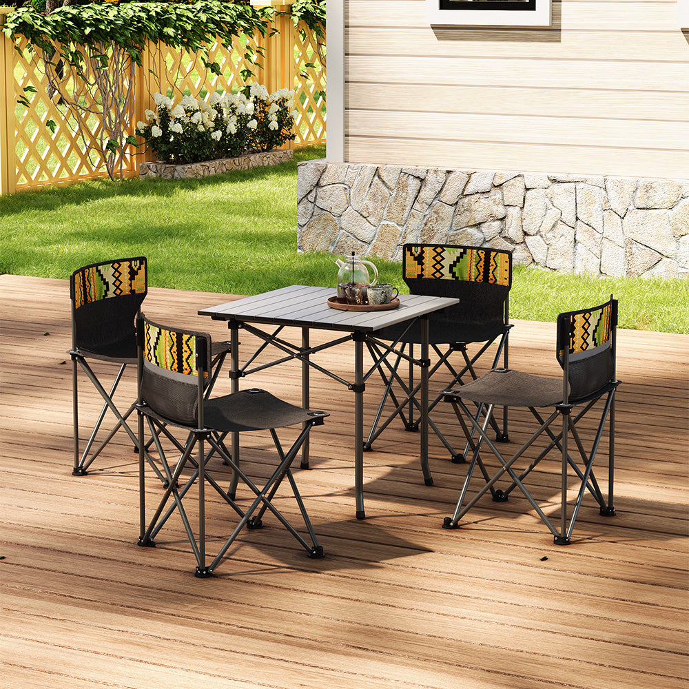 5 Piece Folding Camping Table And Chairs Set With Carrying Bag