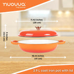 Shallow Cast Iron Casserole Pot With Lid  - 30cm , 3.7-quart | Orange