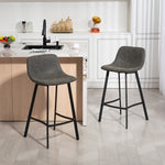 Bar Stools Set Of 2, Bar Chairs With Back And Steel Legs | Grey