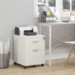2 Drawer Locking Office Filing Cabinet 5 Wheels | One Size | White