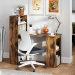 120cm Computer Desk Bookshelf Writing Table 6 Shelves | Brown