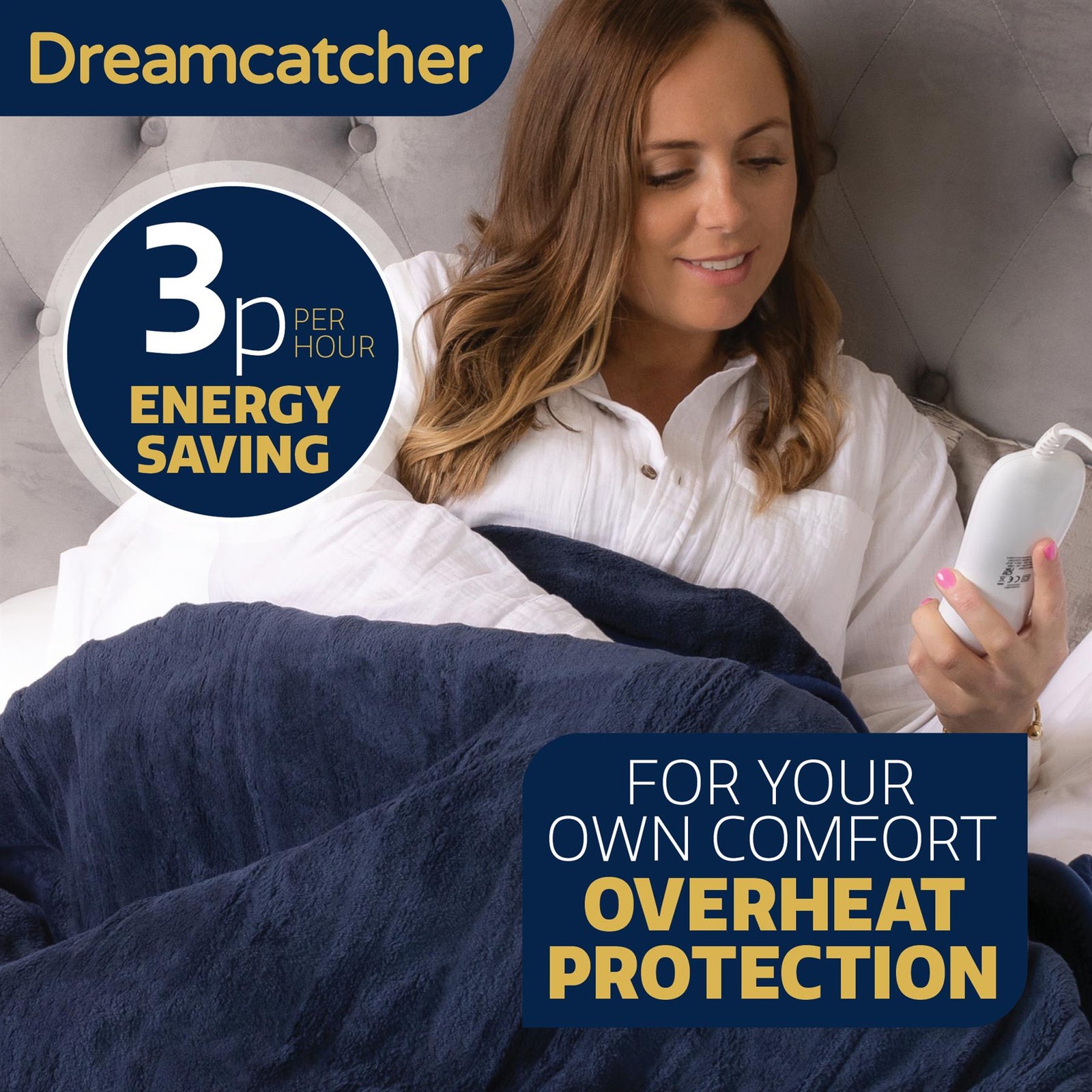 Sherpa Fleece Electric Heated Throw Over Blanket Double Polyester 160cm X 120cm | L | Blue