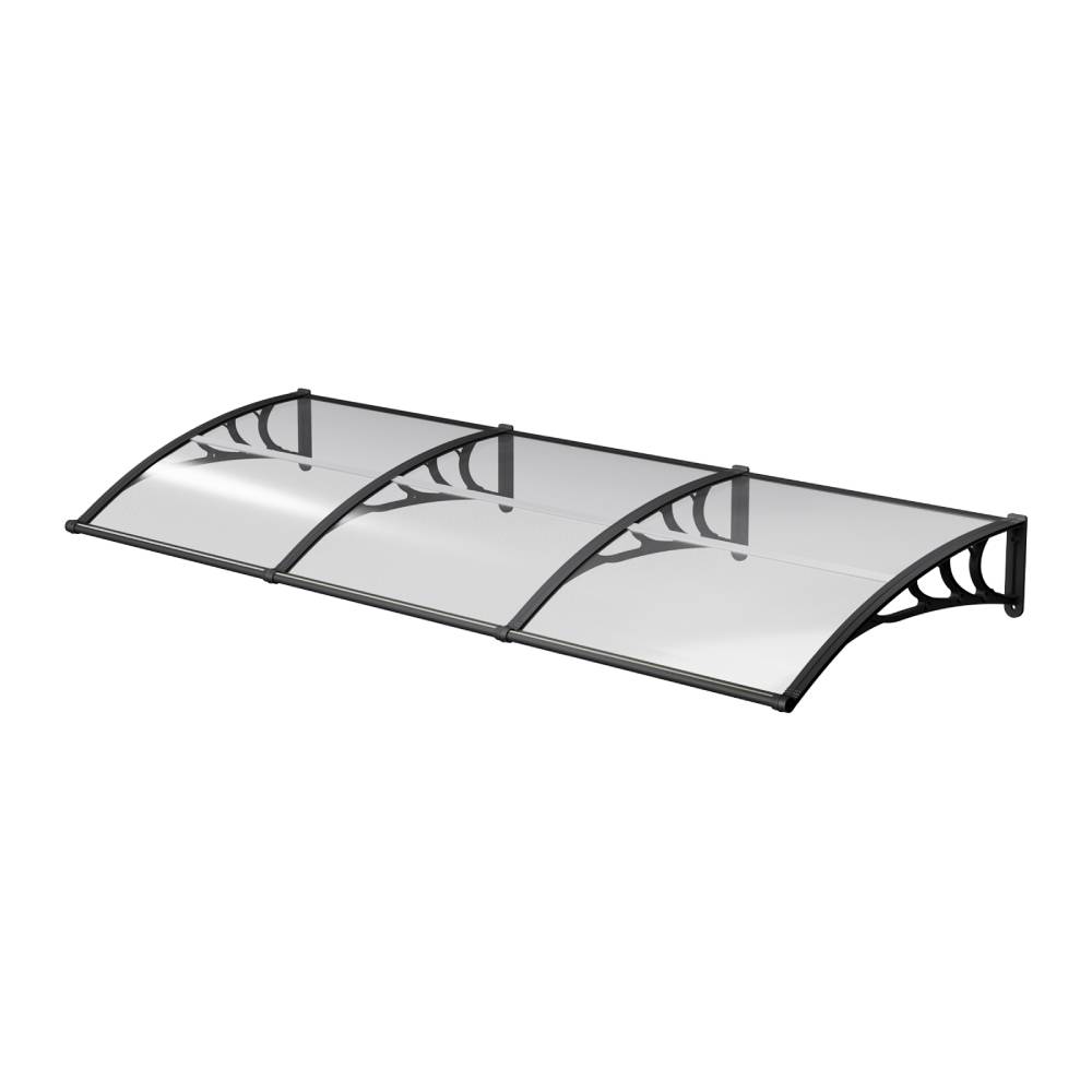 300x100cm Large Uv Resistant Door Window Awning Canopy Outdoor Patio Shelter Aluminium Frame Pc Panel | Grey