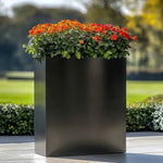 Long Zinc Galvanised Tall Trough Planter | 75cm x 25cm x 90cm | Glossy Black