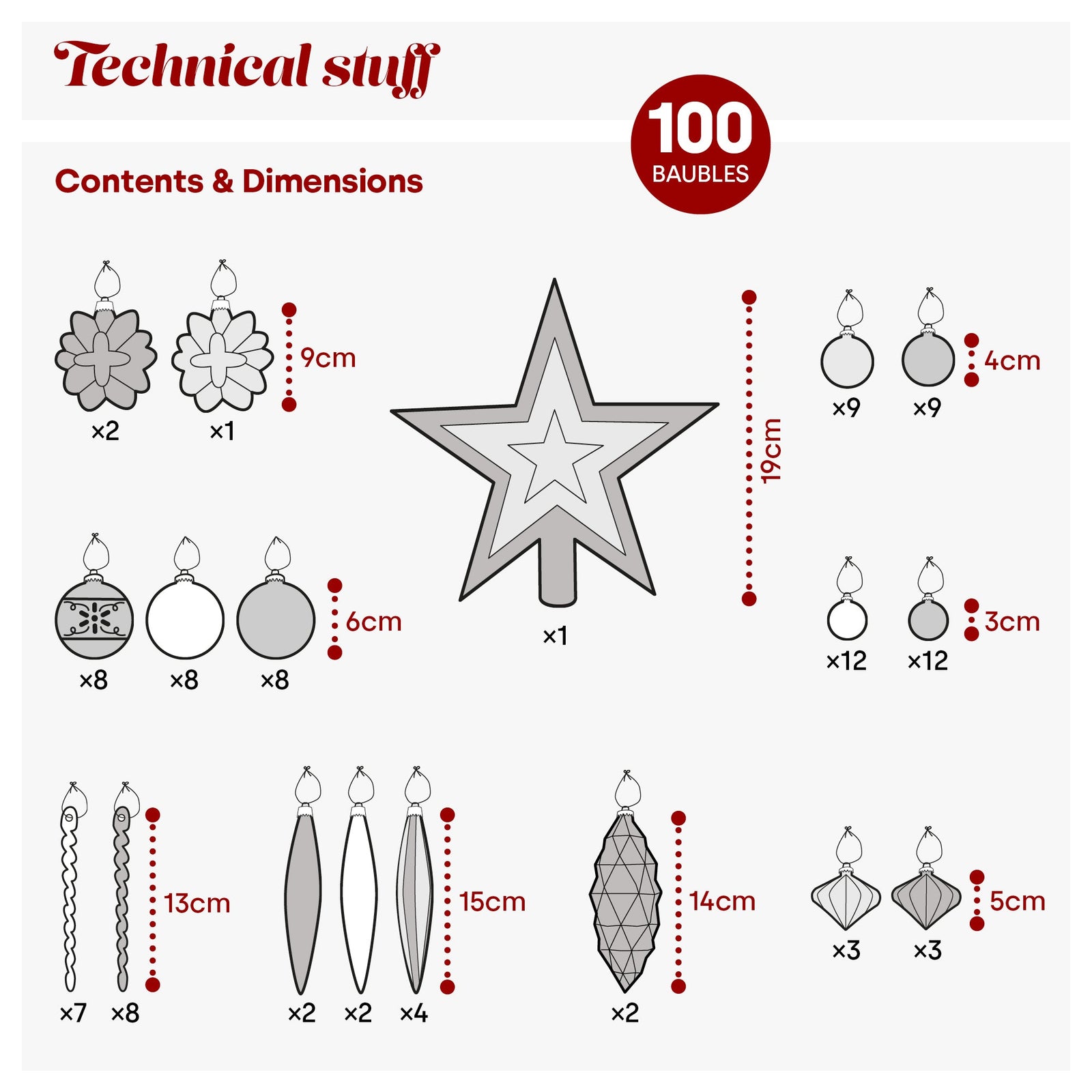100 Christmas Baubles - Gold & Silver
