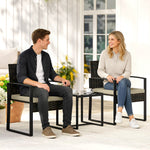 Rattan Bistro Set, 3 Pcs Garden Furniture With Cushion | Khaki