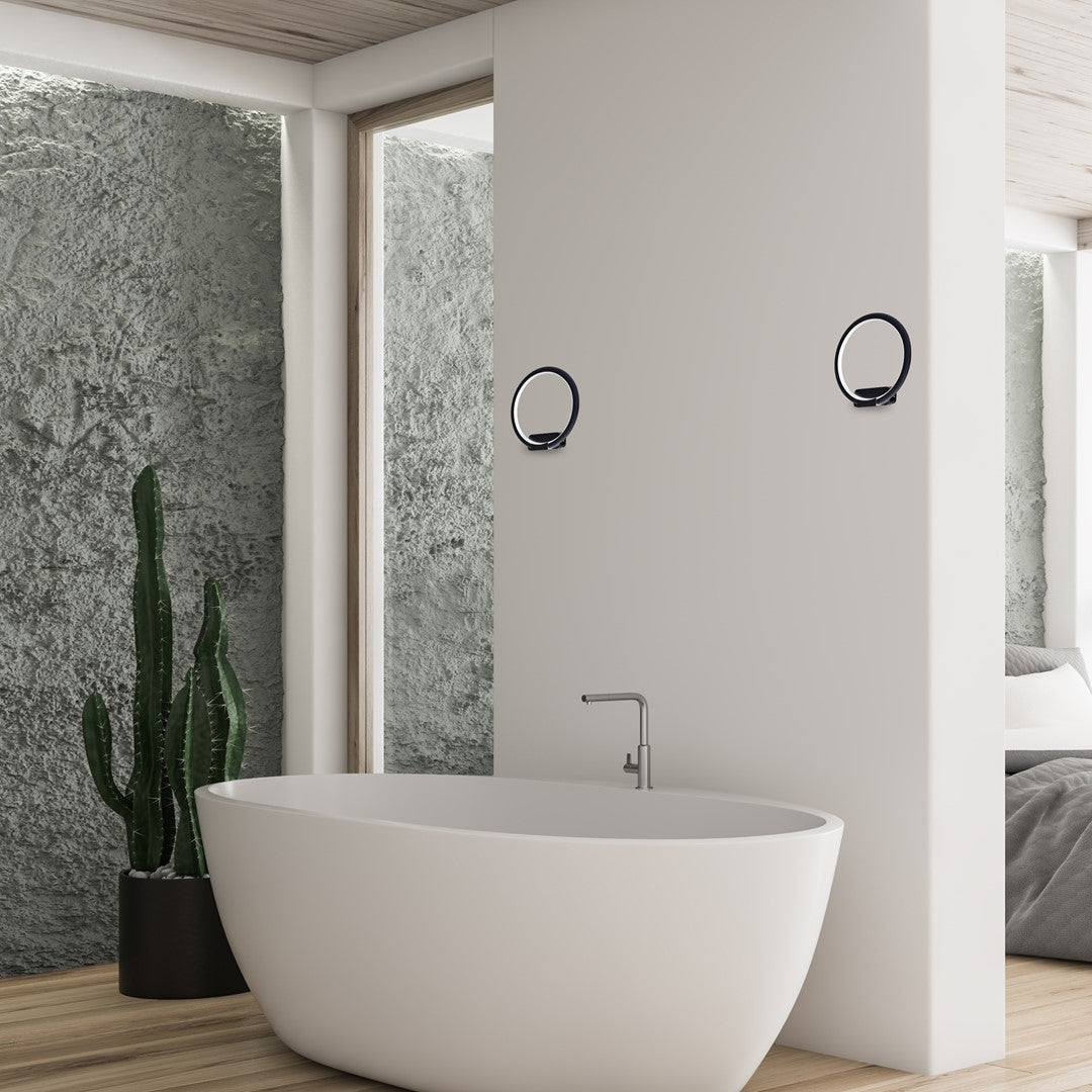 Orion 20cm Wall Light 6w(50w) Modern Black Circular Design With Highly Efficient Light Source Included