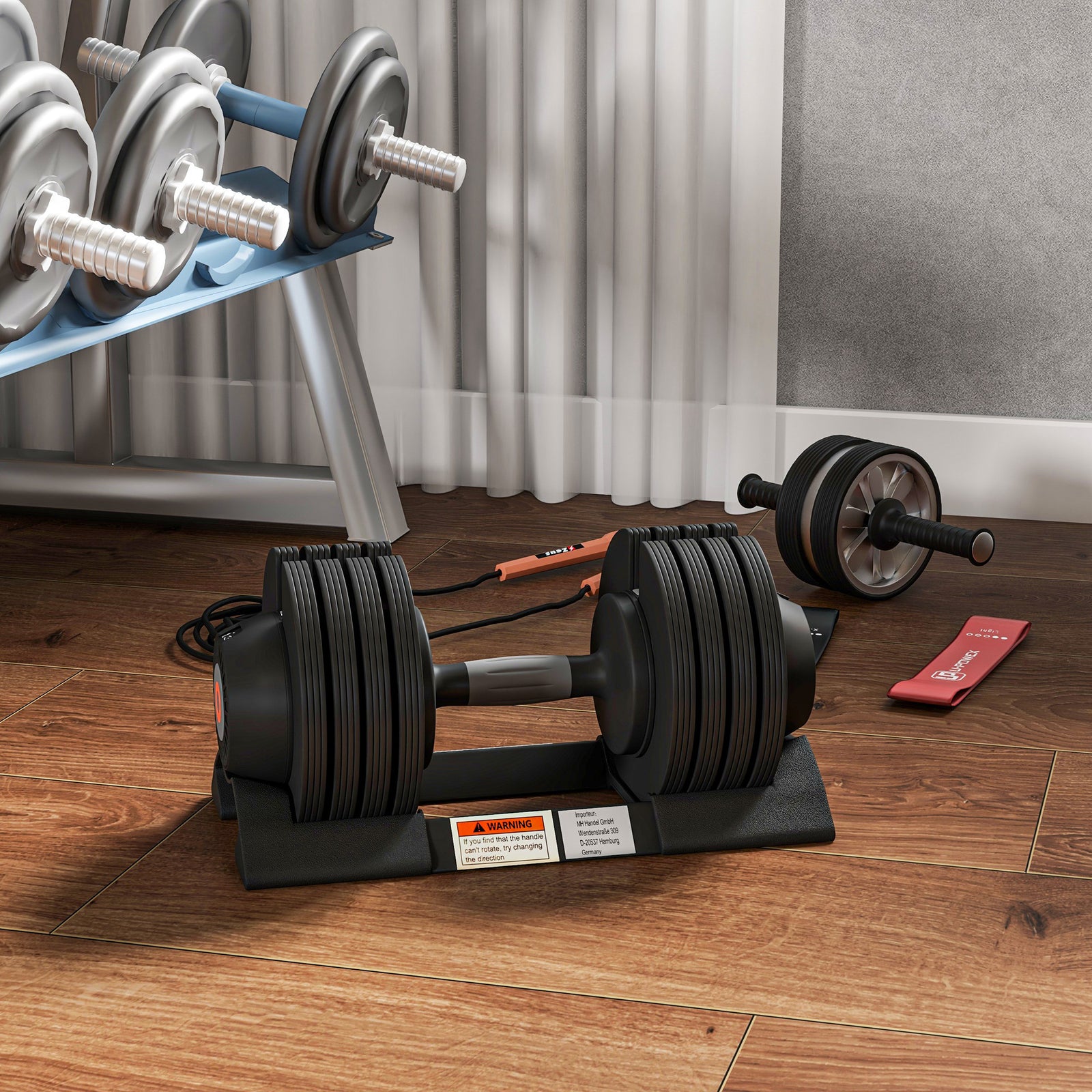 4-in-1 Adjustable Dumbbells Weights Set With Storage Tray 24kg