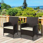 Outdoor Rattan Armchair Wicker Dining Chair Set For Garden | Set-of-2 | Brown