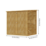 Outdoor Fir Wood Trash Bin Storage Shed– Sloped Asphalt Roof, Lockable Door, Natural Wood, Floor Included